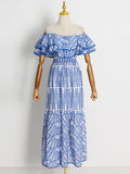 Dadizhimu Style Embroidery Dress 2025 Summer New Fashion Hollow Design Feeling Leaf Side Shoulder Dress Girl