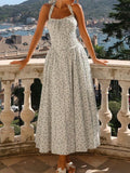 Dadizhimu Sexy Women's Broken Flowers Hanging Neck Dress Spring And Summer Women's High-End Feeling Body Out-Back Resort Style Long Skirt