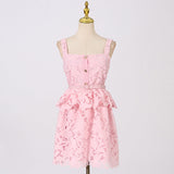 Dadizhimu Sexy Sweet Dress 2025 New Sling Embroidery Design High-Rise Solid Color Dress Woman