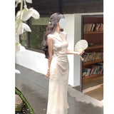 Dadizhimu Design With A Sense Of The Vertinated Side Of The New Chinese Style Improved Cheongsam Dress Female Waist Thin Temperament Fishtail Dress