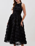 Dadizhimu Tea Break Dress 2025 New Fashion Dress Sleeveless Waist Thin Three-Dimensional Flower Dress Woman