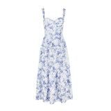 Dadizhimu Women's New Dress Dress Sweet Spicy Wind Chopped Flowers In The Long Dress Bare Sleeveless Sling Dress Women's Summer