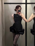 Dadizhimu And Summer 2024 New Round-Neck Vest Dress Flowers Spliced Three-Dimensional Body-Daughted Dress Women's Dress With Hips