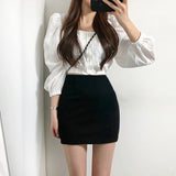 Dadizhimu Black Skirt Autumn And Winter Pure Hot Girl Sexy French Bandage Skirt Pure High Waist Thin Ass Short Skirt