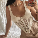 Dadizhimu Tie Slings 2025 New Heavy Industry Weaving Low-Chest Collar Hollow Fluoroskeleton Vest Woman