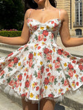 Dadizhimu Girls Wearing A Women's Sling To Close The Waist Princess Ponum Dress New Broken Flower Dress Summer Girl High Sense Small Black Dress