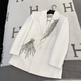 Dadizhimu Famous Style White Temperament Nail Beaded Blazer Suit Coat Coat Female French Small Suit Suit