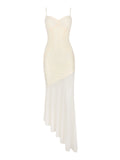 Dadizhimu V-Neck Slings Fishtail Long Dress Lace Chiffon Splicing Tight-Body Ass-Loan Chiffon Dress Girl