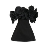 Dadizhimu Elegant Famous Style Dress 2025 New Chest-Shaped Shoulder Three-Dimensional Flower Design Dress Dress Woman