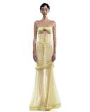 Dadizhimu Wind Tradiated Lace Hollow Waist Dress Design Small Fishtail Dress Seaside Holiday Dress Woman