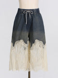 Dadizhimu Summer New Lace Splicing Sexy Sling + Fashion High-End Denim Shorts Two-Piece Set Of Women