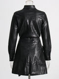 Dadizhimu Temperament Set Women's Two-Sleeves Of Leather 2025 Spring New High-End Wood Ears Half-Sweared Dresses For Women