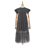 Dadizhimu New Korean Version Of The Design Of The Screen Splicing Loose T Dress Casual Short-Sleeved Long Dress Woman