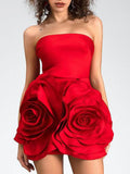 Dadizhimu Temperament Sexy Dinner Dress Dress 2025 New Fashion Tsets Three-Dimensional Rose Flower Dress