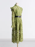 Dadizhimu Retro Style Dress 2025 New Fashion Temperament Niche Design Hollow Lace Dress Long Lady