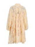 Dadizhimu Beauty Tea Break Dress 2025 Spring New Hollow Lace Loose Swing Long Sleeve Ribbon Dress Dress Woman