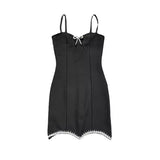 Dadizhimu Heavy Industry High-End Female Nail Beaded Bow Sling With Low Breast Sexy Tights With A Dress