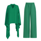 Dadizhimu Temperament Solid Color High-End Feel Set 2025 New Mantle Design Blouse + High-Waisted Micro-Slape Trousers
