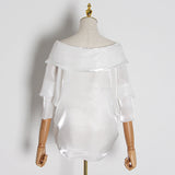 Dadizhimu Temperament Elegant Wind Solid Color Collar Bow Shirt 2025 Summer New Shoulder Thin Fashion Top Woman