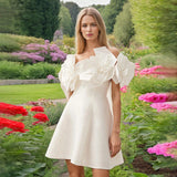 Dadizhimu Temperament Famous Wind 2025 Spring New Fashion Niche One-Word Splicing Flowers Short Dress Woman