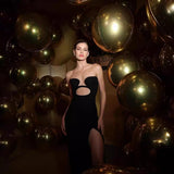 Dadizhimu Summer Fashion Sexy Temperament With Skirt Black Low-Chests Hot Girl Long Dress Tide