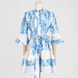 Dadizhimu Temperament Seaside Resort Style Collar Skirt 2025 New Design Printing Collar Collar Dress Woman