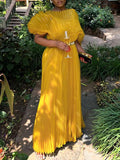Dadizhimu Dress 2025 Summer New Temperament High-Waisted Solid Color Tie With High-End Feel Dress