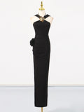 Dadizhimu Wind Hanging Neck Dress Dress 2025 New Niche Metal Buckle Decoration Slimming Long Dress Woman