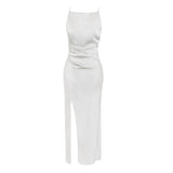Dadizhimu Shoulder-Sense-Wearing Dress Woman's New Design Sense Slinged Skirt Temperament Banquet Dress