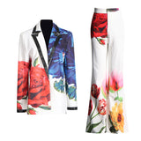 Dadizhimu Temperament Print Two Sets 2025 Summer New Casual Suit Top + Micro-Tram Trousers Set