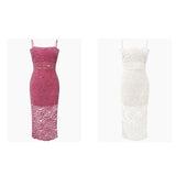 Dadizhimu Your Own Gentle Buff~ French Tea Dress Rose Lace Sling Dress Famous Temperament Bodybine Dress