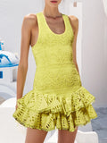 Dadizhimu And Spicy Sexy Wind 2024 Spring New Loose Waist Fold Design Lotus Leaf Side Short Sling Dress