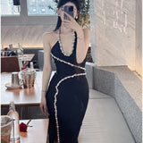 Dadizhimu Diamond-Embroidered Female Slings Double-Shoulder Dress Party Temperament Banding Dress Dress Dress