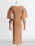 Dadizhimu Temperament Women's Dress French Dress 2025 Summer New Slim Design Medium Long Knit Dress