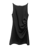 Dadizhimu New French Temperament Folded Body Slimy Sling Dress Bridal Dress Skirt Skirt