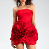 Dadizhimu Temperament Sexy Dinner Dress Dress 2025 New Fashion Tsets Three-Dimensional Rose Flower Dress