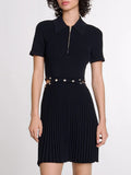 Dadizhimu Trendy Fashion 100-Fold Short Dress 2025 New Temperament Polo Collar Short Money To Collect Waist Thin Dress Women's Summer