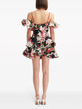 Dadizhimu Wind Slings One-Word Shoulder Dress Woman 2025 New Design-Sensitive Lotus Leaf-Side Slim Short Dress