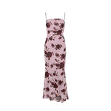 Dadizhimu Women's New Sexy Screen Print Sling Skirt Body Temperament Floral Dress Holiday Dress