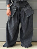 Dadizhimu 2025 New Water Washing Old Design Multi-Pocket Decoration Loose-Legged Trousers Workboys Denim Trousers