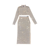 Dadizhimu Summer Hottie Heavy Industry Sexy Party Party Hot Sleeve Blouse + Half-Dress Two-Piece Cover