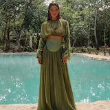 Dadizhimu Women's Clothing 2025 Spring New Temperament Folded Short Blouse High Waist Hanging Half-Dress Suit Woman