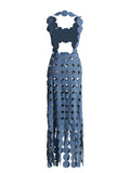 Dadizhimu Women's Dress 2025 New Fashion High-End Hollow Cut-Up Slim Slimming With Denim Dress Women's Summer