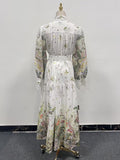 Dadizhimu Idyllic Dress 2025 Spring New Straight Lantern Sleeve Print Straps Slimmed Dress Woman