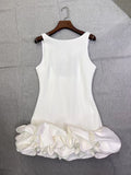 Dadizhimu And Summer 2024 New Round-Neck Vest Dress Flowers Spliced Three-Dimensional Body-Daughted Dress Women's Dress With Hips