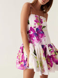 Dadizhimu Girl Style Lotus Leaf Side Sling Skirt 2025 New Temperament Niche Design Print Short Dress Woman