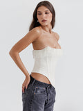 Dadizhimu Babes Wear Women's Pearl Bras Fish Bone Corset T-Ribs Corset T-Mearly Umbilly Blouse