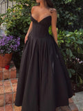 Dadizhimu Women's Dress Sexy Breast-Covered Fish Bones Waist Black Dressȹ