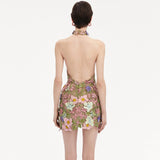 Dadizhimu Exquisite Embroidery Sexy Perspective Sleeveless Short Dress Elegant Temperament Party Dinner Dress
