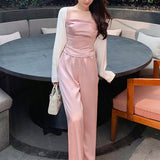Dadizhimu Design Exquisite Small Suit Women's Silk And Satin Slings With Trousers Women's Fashion Two-Piece